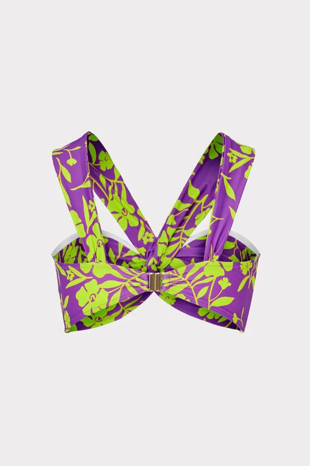 Milly Olivia Marigold Aroma Draped Bandeau Top Purple Multi Women Bikinis Milly Olivia Marigold Aroma Draped Bandeau Top Purple Multi Women Bikinis