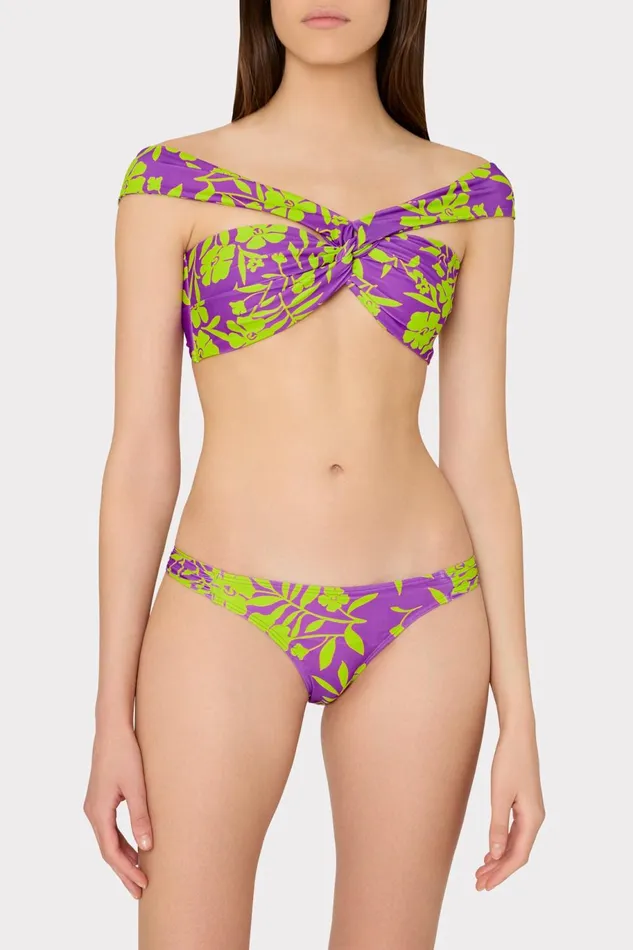 Milly Olivia Marigold Aroma Draped Bandeau Top Purple Multi Women Bikinis Milly Olivia Marigold Aroma Draped Bandeau Top Purple Multi Women Bikinis