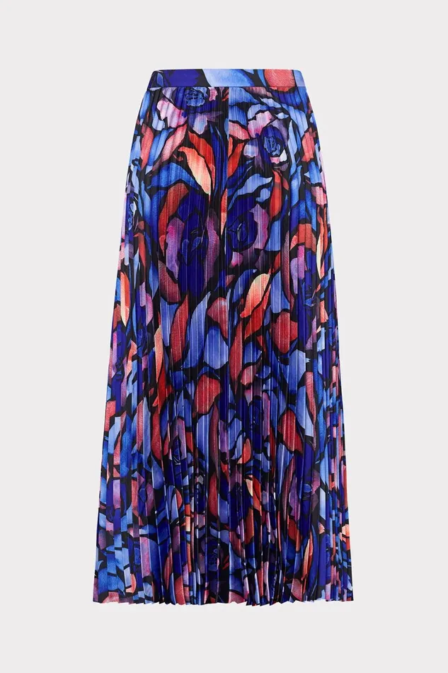 Milly Otha Dream Rose Pleated Skirt Dream Rose Blue Women Skirts Milly Otha Dream Rose Pleated Skirt Dream Rose Blue Women Skirts