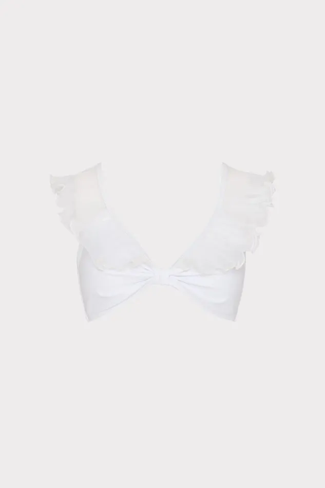 Milly Pleated Organza Bikini Top White Women Bikinis