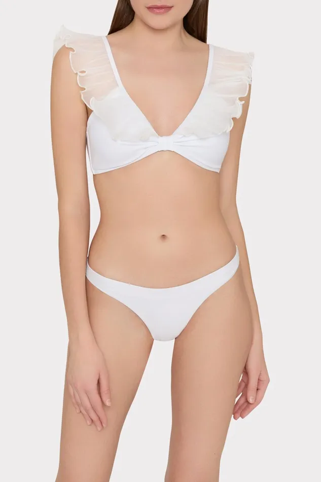 Milly Pleated Organza Bikini Top White Women Bikinis Milly Pleated Organza Bikini Top White Women Bikinis