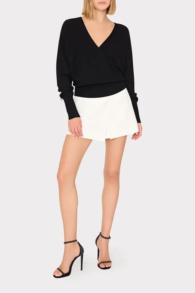 Milly Racer VNeck Sweater Blackecru Women Sweaters and Knits Milly Racer VNeck Sweater Blackecru Women Sweaters and Knits