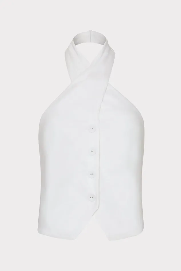 Milly Solid Linen Halter Top White Women Tops