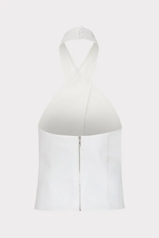 Milly Solid Linen Halter Top White Women Tops Milly Solid Linen Halter Top White Women Tops