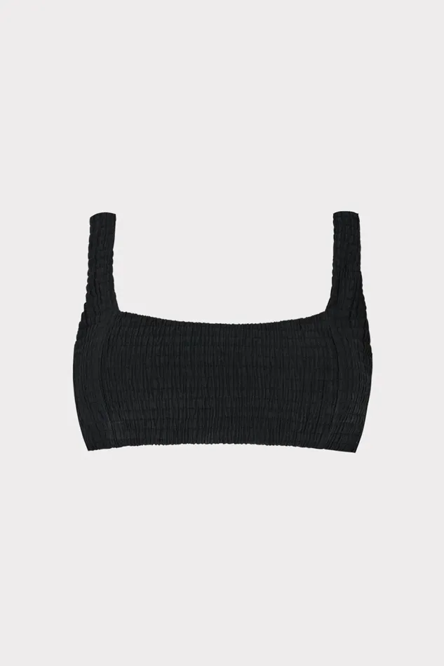 Milly Square Neck Bikini Top With Smocking Black Women Bikinis