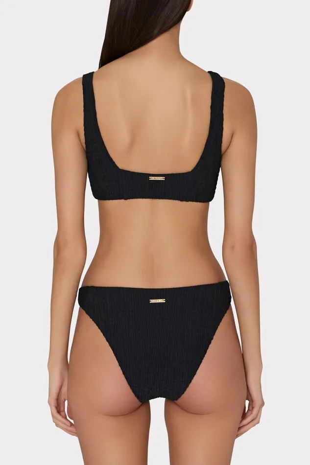 Milly Square Neck Bikini Top With Smocking Black Women Bikinis Milly Square Neck Bikini Top With Smocking Black Women Bikinis