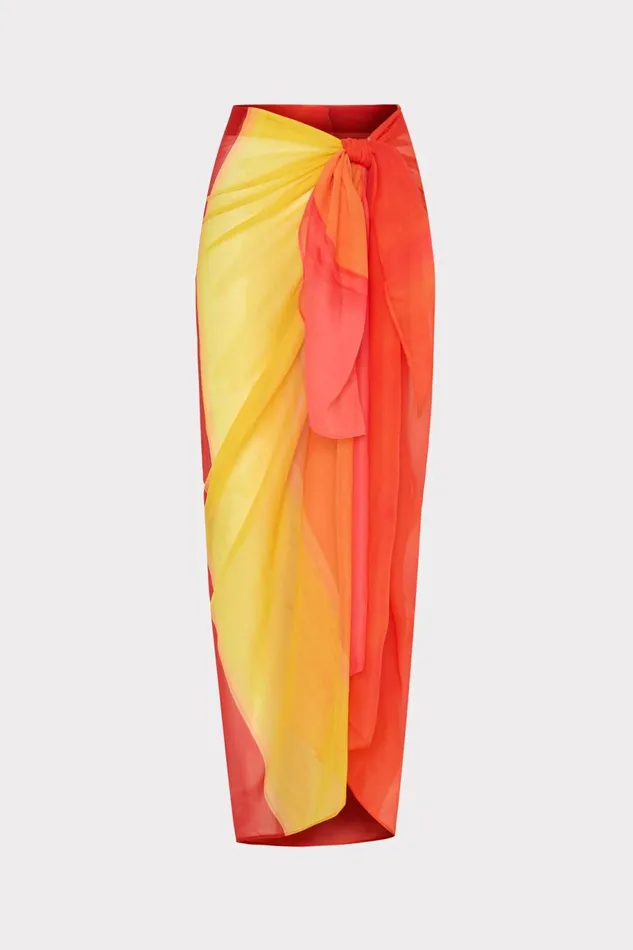 Milly Sunset Stripe Chiffon Sarong Multi Women CoverUps