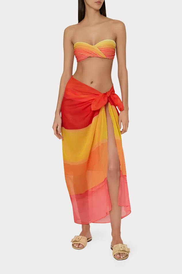 Milly Sunset Stripe Chiffon Sarong Multi Women CoverUps Milly Sunset Stripe Chiffon Sarong Multi Women CoverUps
