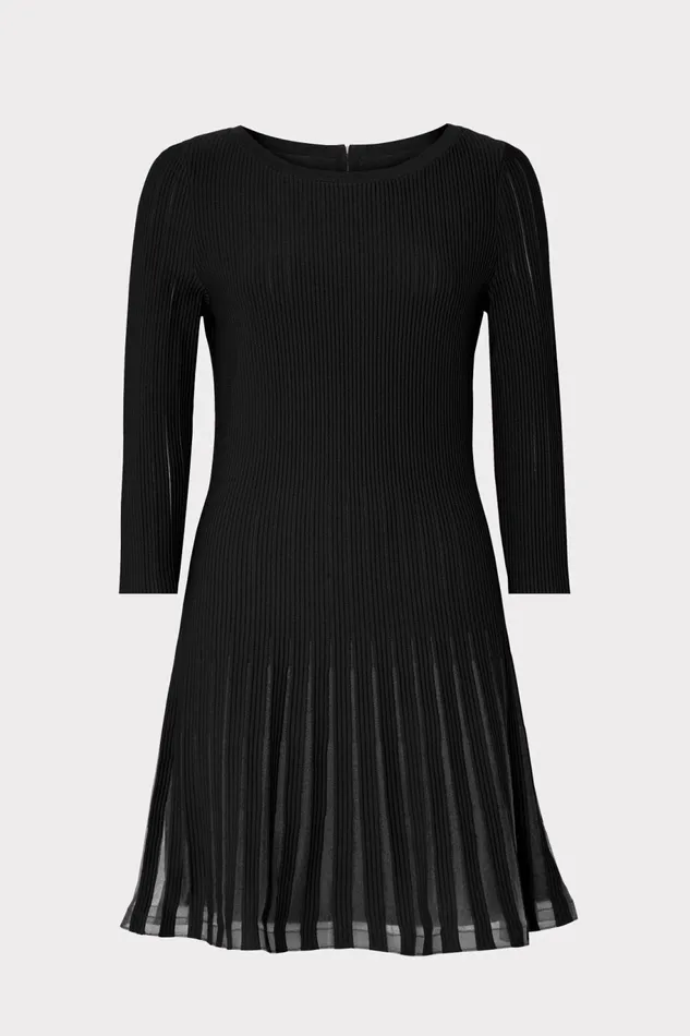 Milly Tabitha Sheer Godet Mini Dress Black Women Dresses