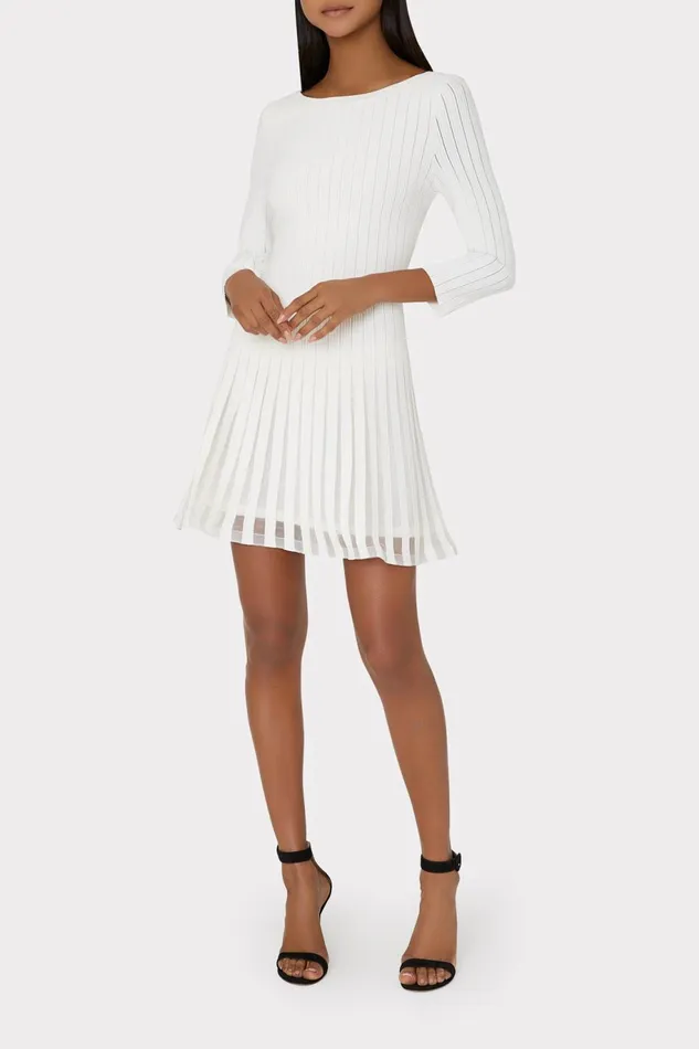 Milly Tabitha Sheer Godet Mini Dress Ecru Women Dresses Milly Tabitha Sheer Godet Mini Dress Ecru Women Dresses