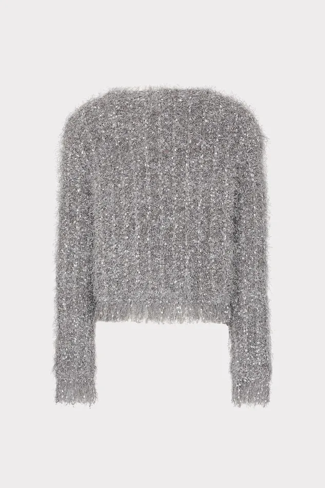 Milly Textured Fringe Cardigan Silver Women Cardigans Milly Textured Fringe Cardigan Silver Women Cardigans