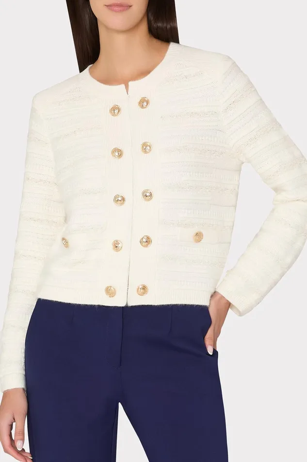 Milly Textured Knit Cardigan Ecru Women Matching Sets Milly Textured Knit Cardigan Ecru Women Matching Sets
