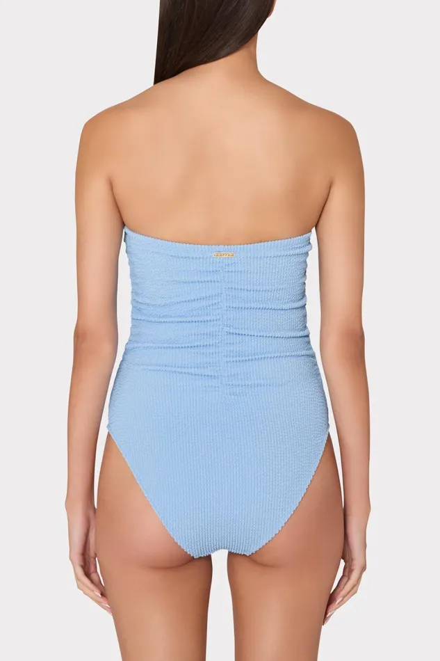 Milly Textured Ruched One Piece Light Blue Women Swim and Coverups Milly Textured Ruched One Piece Light Blue Women Swim and Coverups