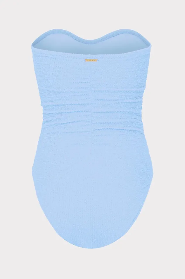 Milly Textured Ruched One Piece Light Blue Women Swim and Coverups Milly Textured Ruched One Piece Light Blue Women Swim and Coverups
