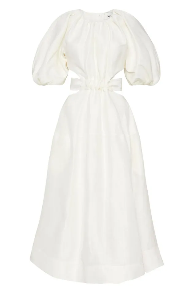 Mimosa Cut Out Midi Dress Ivory Women Aje Midi Dresses