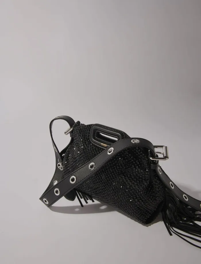 Mini Bags Women Maje Miss M Mini Rhinestone Bag Black