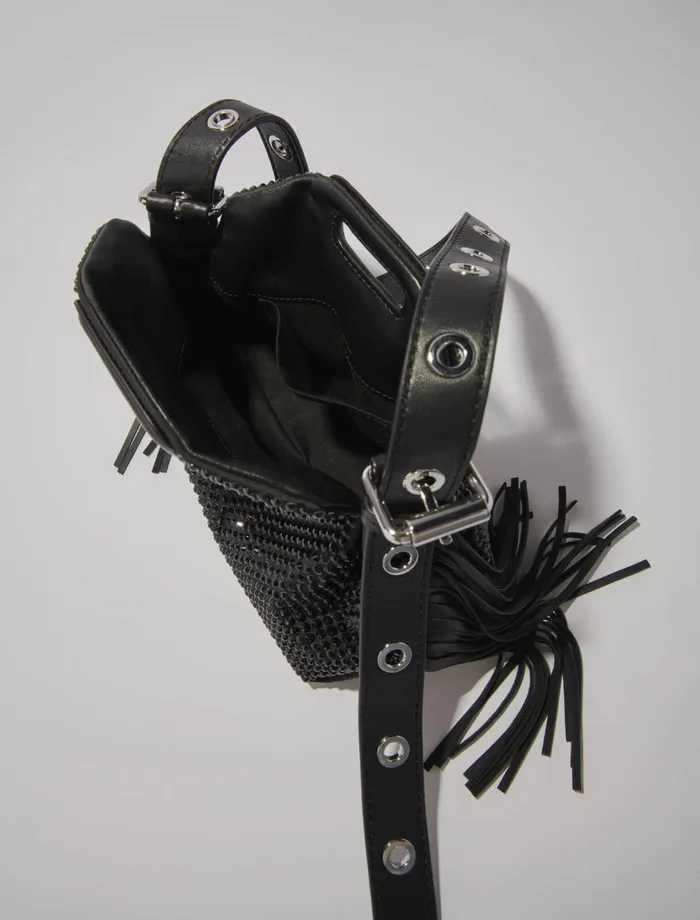 Mini Bags Women Maje Miss M Mini Rhinestone Bag Black