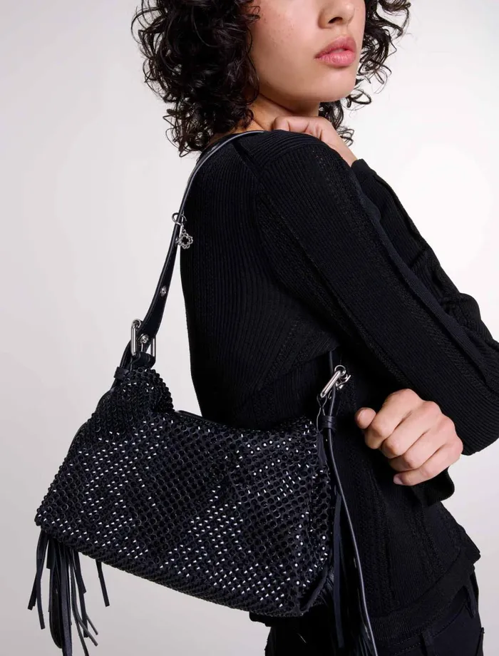 Mini Bags Women Maje Miss M Mini Rhinestone Bag Black