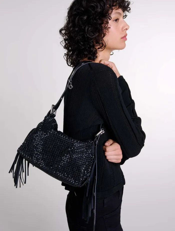 Mini Bags Women Maje Miss M Mini Rhinestone Bag Black