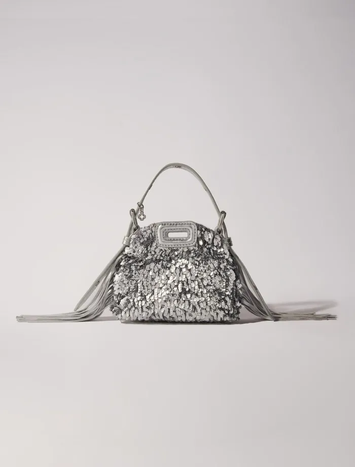 Mini Bags Women Maje Miss M Nano Bag With Silver Sequins Silver