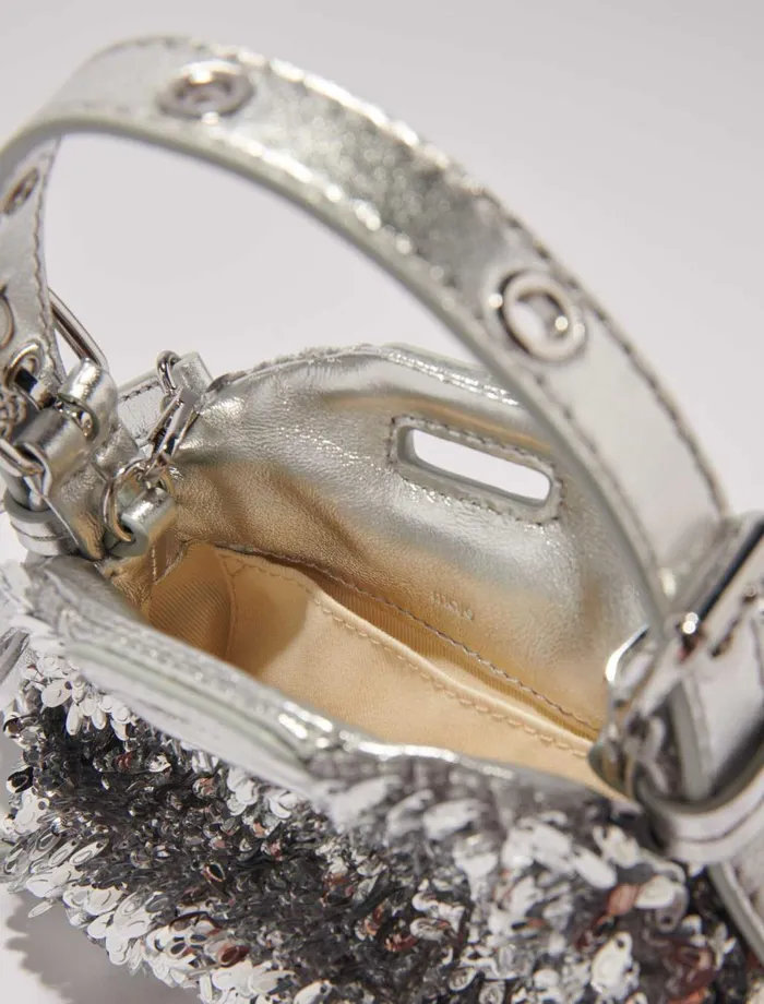 Mini Bags Women Maje Miss M Nano Bag With Silver Sequins Silver