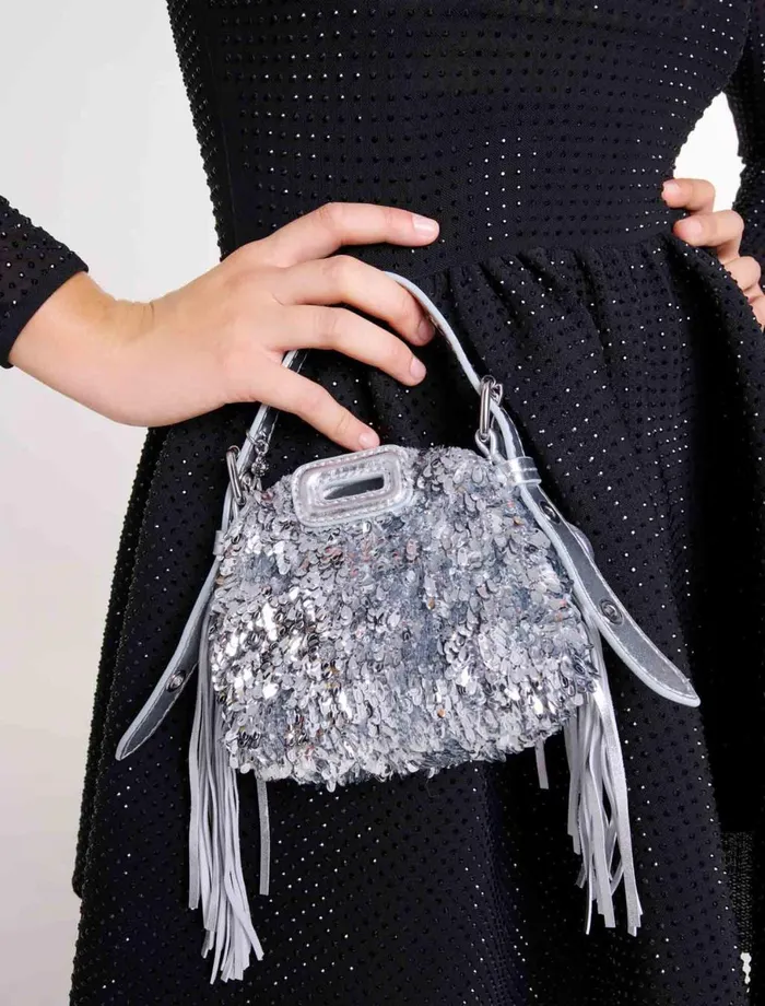Mini Bags Women Maje Miss M Nano Bag With Silver Sequins Silver