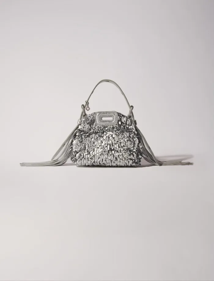 Mini Bags Women Maje Miss M Nano Bag With Silver Sequins Silver
