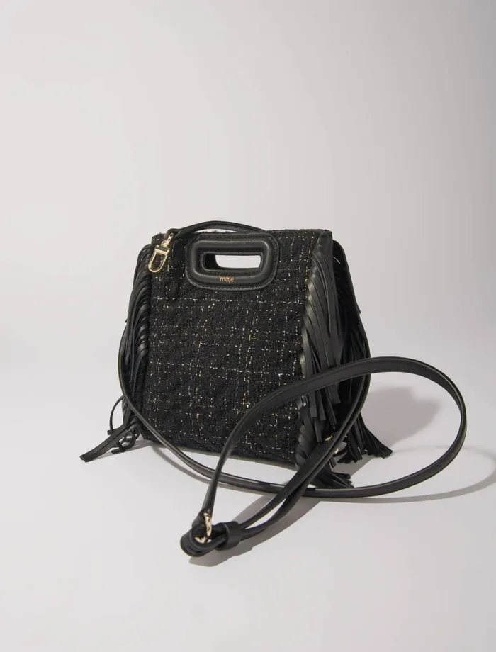 Mini Bags Women Maje Quilted Tweed Mini M Bag Black