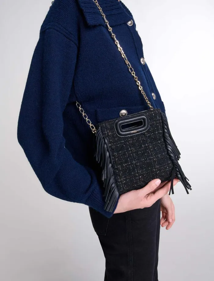 Mini Bags Women Maje Quilted Tweed Mini M Bag Black