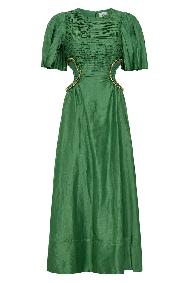 Monica Chainlink Midi Dress Forest Green Women Aje Midi Dresses