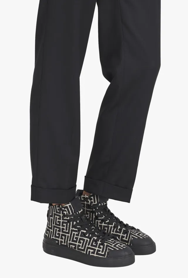 Monogram Jacquard BCourt Hightop Sneakers Black Men Balmain Sneakers