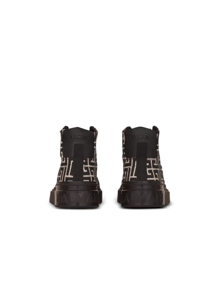 Monogram Jacquard BCourt Hightop Sneakers Black Men Balmain Sneakers