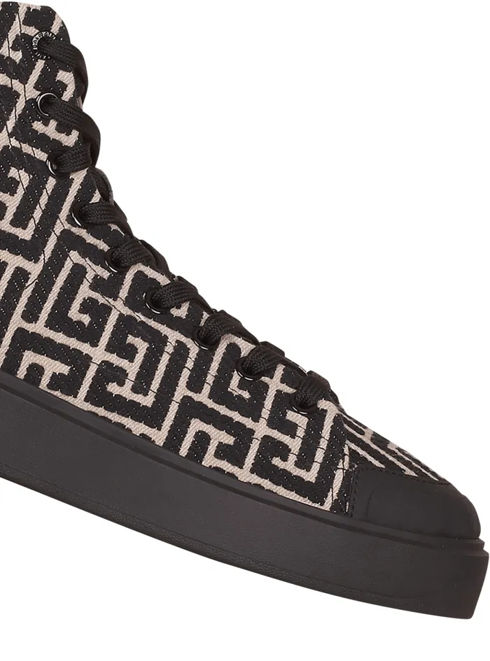 Monogram Jacquard BCourt Hightop Sneakers Black Men Balmain Sneakers