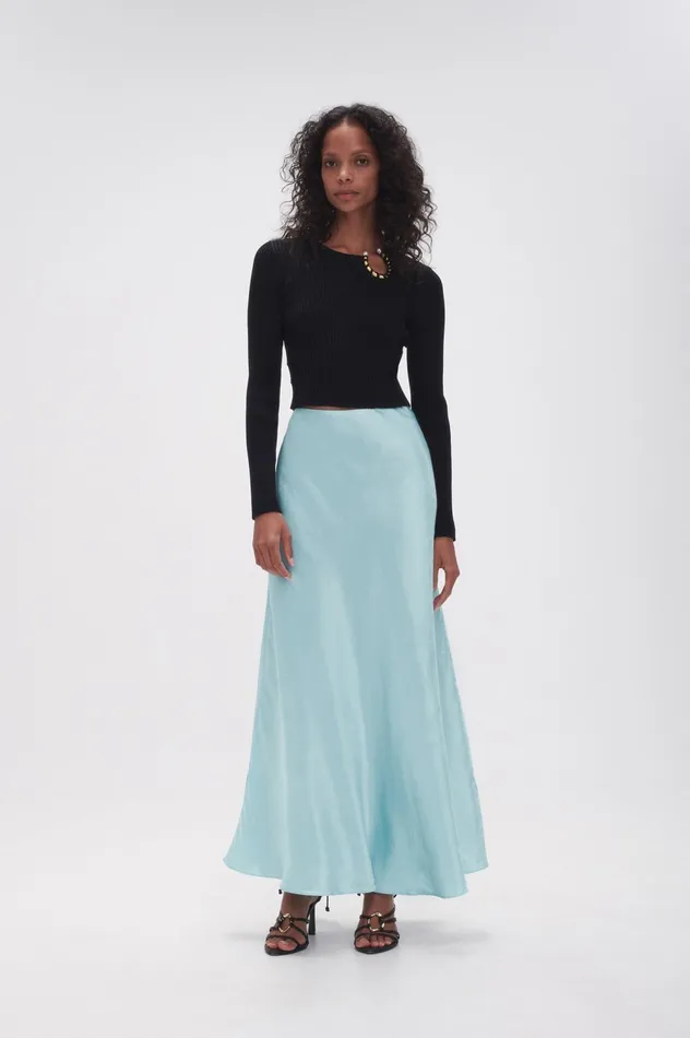 Moonglade Bias Maxi Skirt Spearmint Blue Women Aje Skirts