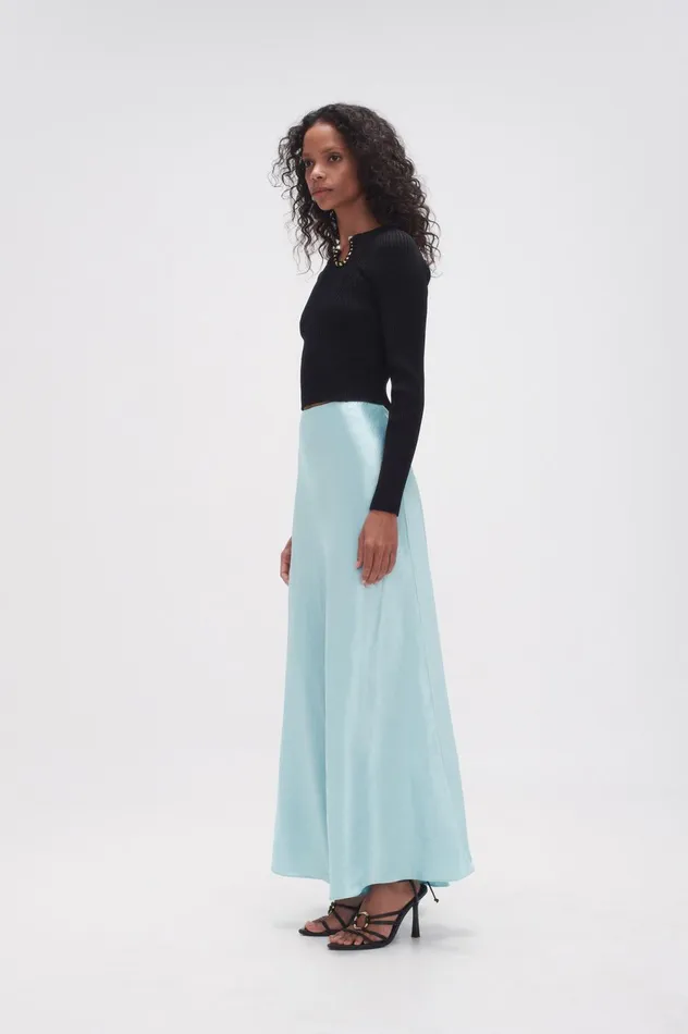 Moonglade Bias Maxi Skirt Spearmint Blue Women Aje Skirts