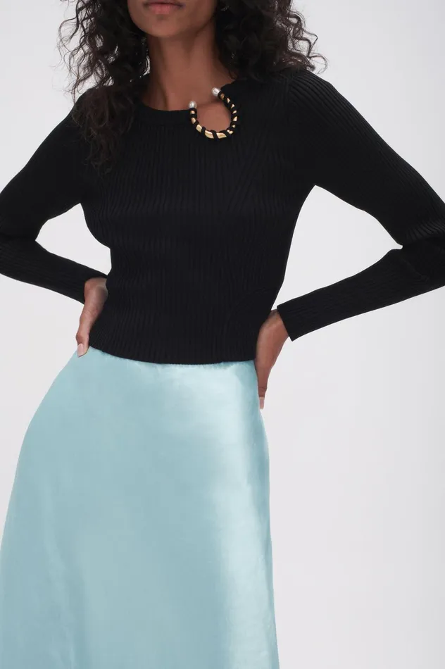 Moonglade Bias Maxi Skirt Spearmint Blue Women Aje Skirts