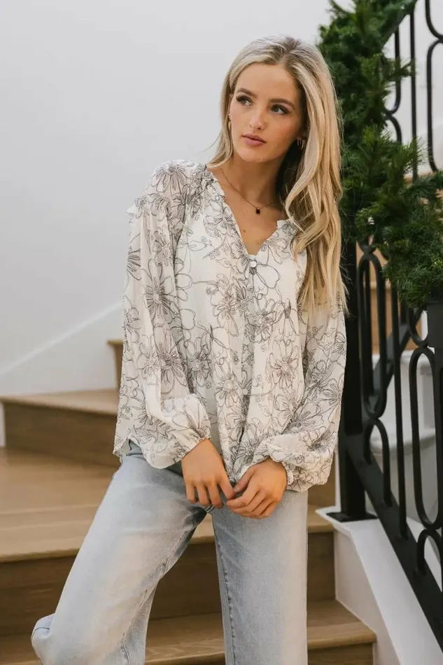 Natalie Floral Blouse Ivory Women Bohme Tops