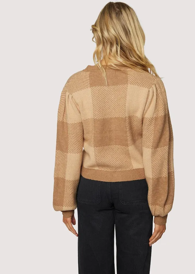 Nature School Cardigan Camelgingham Women Lost Wander Tops