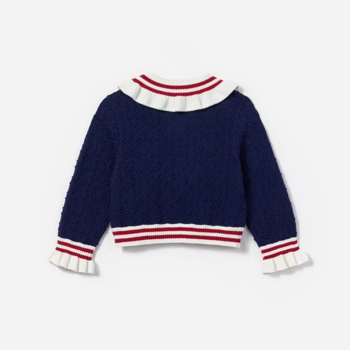 Navy Textured Knit Cardigan Kids Self Portrait Knitwear Navy Textured Knit Cardigan Kids Self Portrait Knitwear