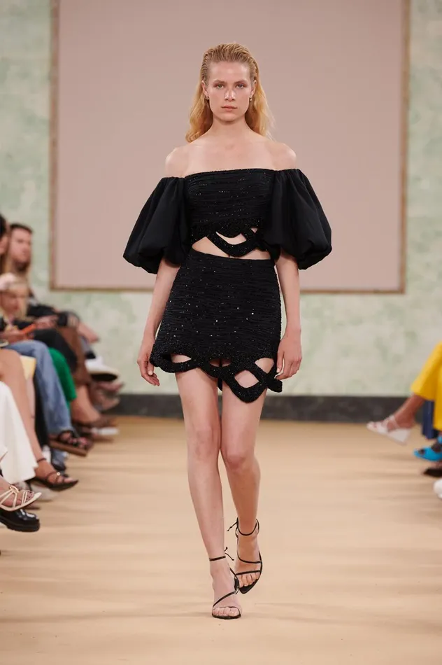 New Catara Sequin Mini Skirt Black Women Aje Skirts