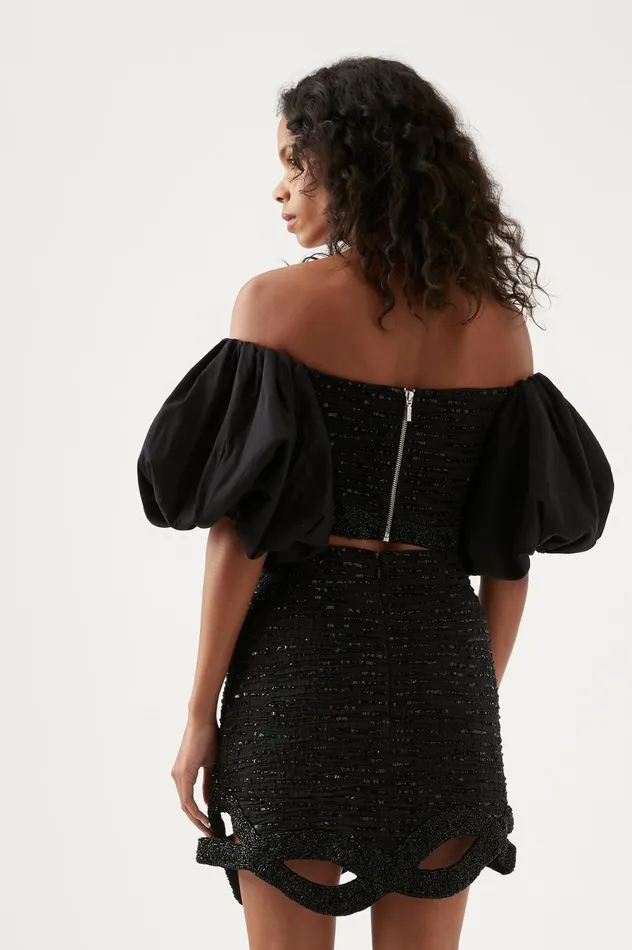 New Catara Sequin Mini Skirt Black Women Aje Skirts