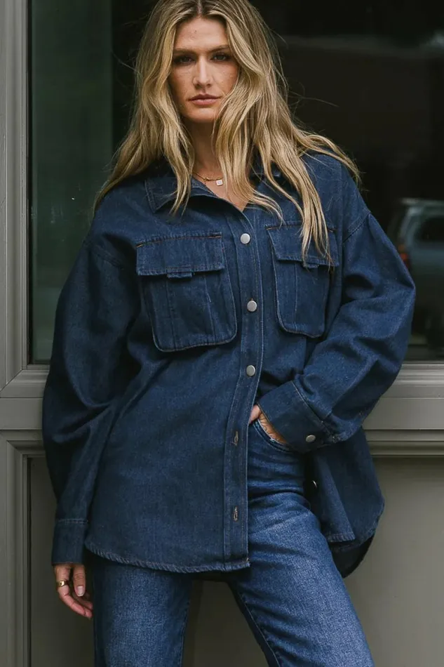 Nolan Denim Jacket Dark Wash Women Bohme Outerwear