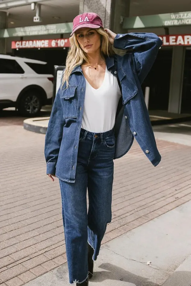 Nolan Denim Jacket Dark Wash Women Bohme Outerwear