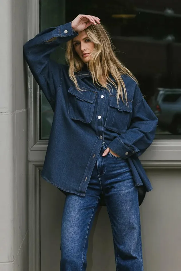 Nolan Denim Jacket Dark Wash Women Bohme Outerwear