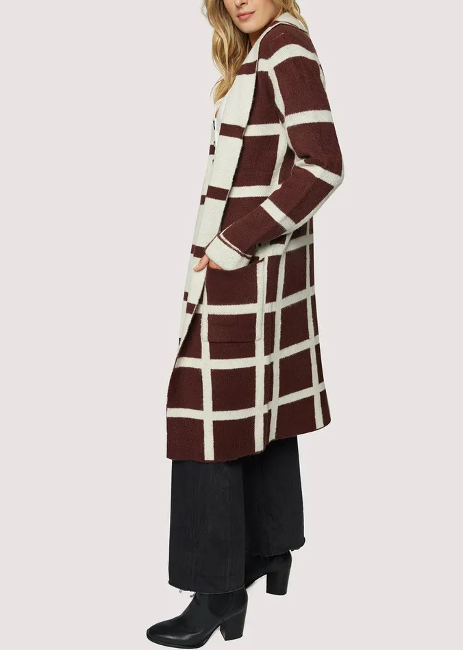 Off The Grid Cardigan Darkbrowngrid Women Lost Wander Tops