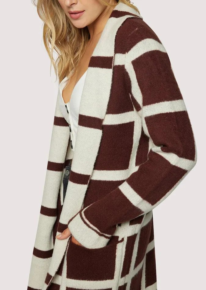 Off The Grid Cardigan Darkbrowngrid Women Lost Wander Tops