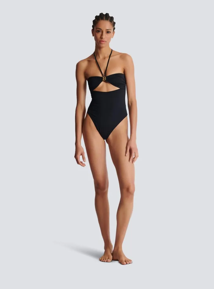 Onepiece Swimsuit With Cutout Black Women Balmain Swimwear