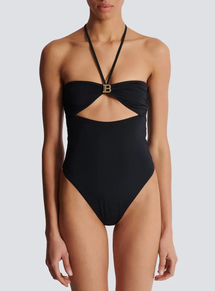 Onepiece Swimsuit With Cutout Black Women Balmain Swimwear