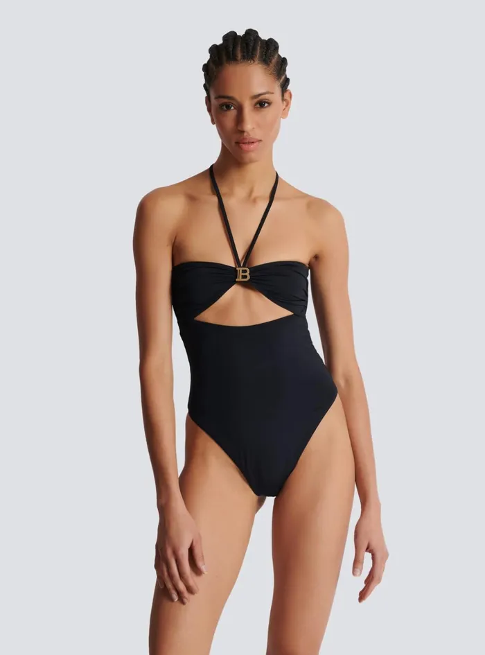 Onepiece Swimsuit With Cutout Black Women Balmain Swimwear
