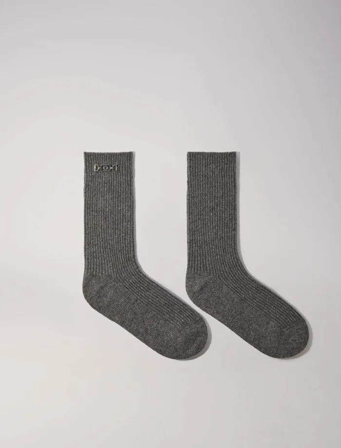 Other Accessories Women Maje Wool Blend Socks Grey